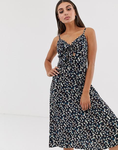 floral tie front midi dress