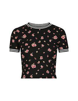Schwarzes Crop-top Mit Blumen