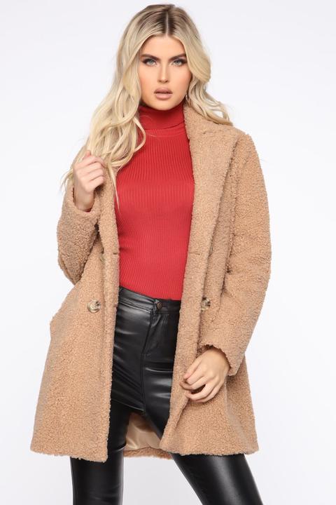 Just Go For It Sherpa Coat - Camel