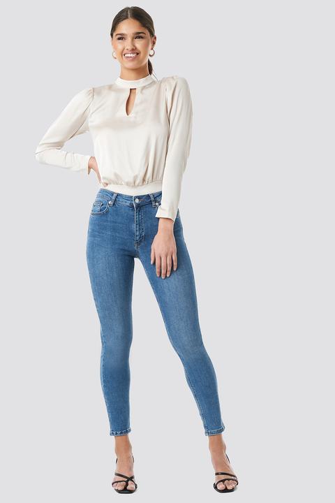 Skinny Mid Waist Jeans Blau