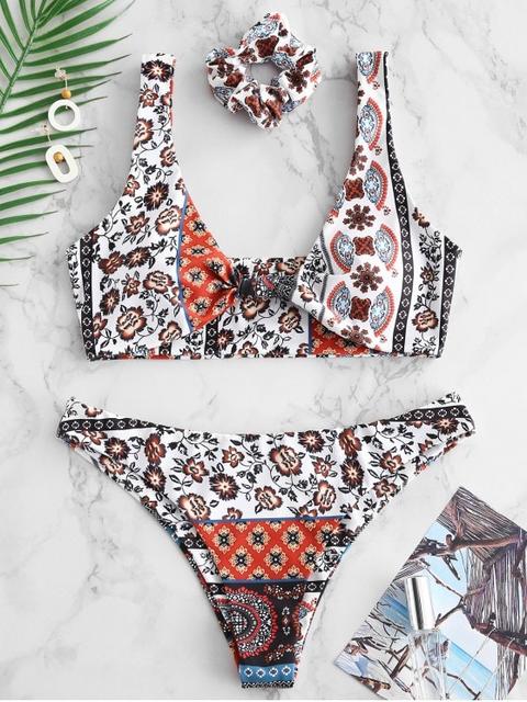 Bikini Con Nudos Florales Étnicos Zaful Multi-a