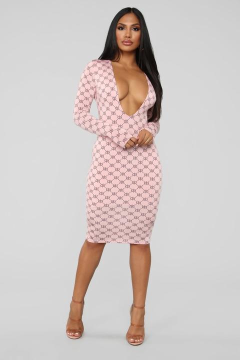 Always On The Trend Midi Dress - Pink/combo