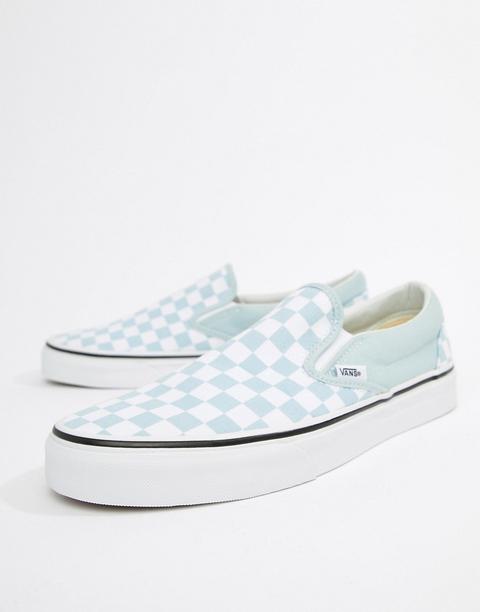 Vans Classic - Scarpe Blu A Scacchi Senza Lacci Va38f7qck - Blu