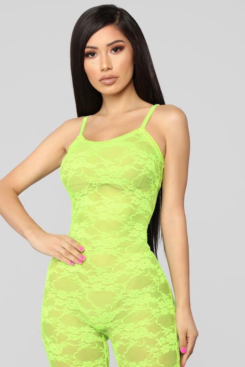 neon green romper fashion nova