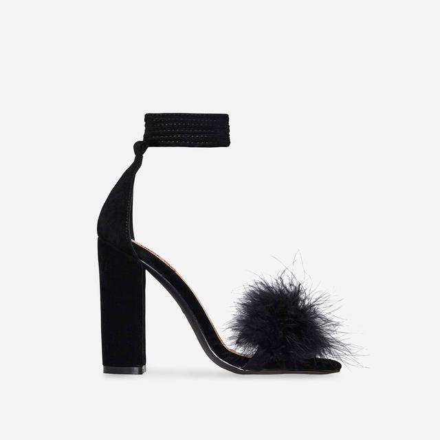 Vision Lace Up Fluffy Heel In Black 