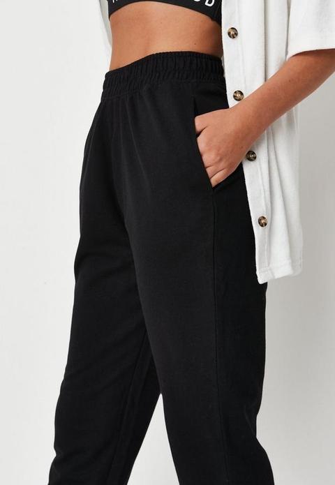 Black Loopback Basic Joggers, Black