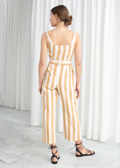 linen striped jumpsuit