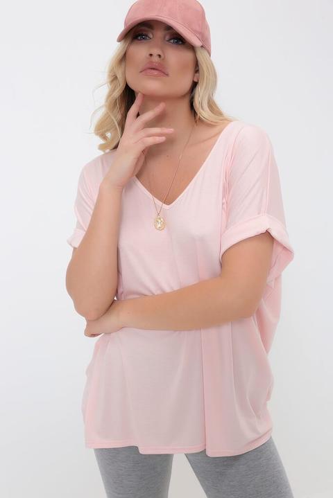 Nude Basic V-neck Oversized T-shirt