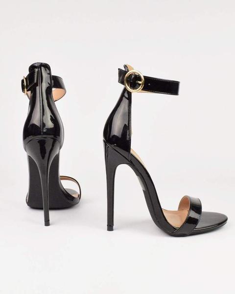 Ashlynn - Heeled Sandal In Black Glassy