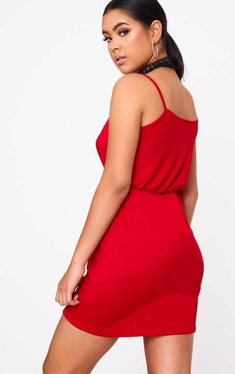 Red Jersey Wrap Shift Dress