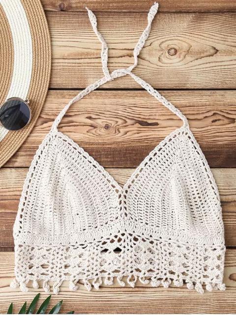 Halter Bikini Sujetador De Ganchillo