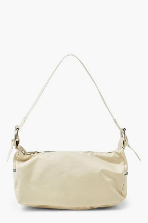 Womens High Shine Nylon Buckle Strap Shoulder Bag - White - One Size, White