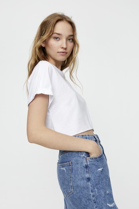 Camiseta Cropped Bajo Sin Rematar