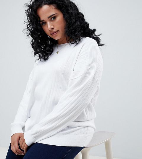 Asos Design Curve - Maglione Oversize Finemente Lavorato - Bianco