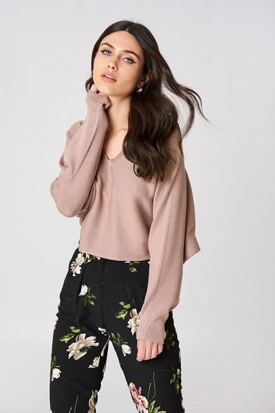 Na-kd Short Batwing Sweater - Pink