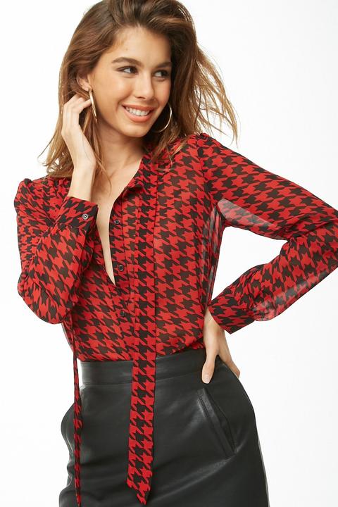 Chiffon Houndstooth Shirt