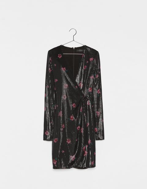 Vestito Con Stampa Floreale E Paillettes