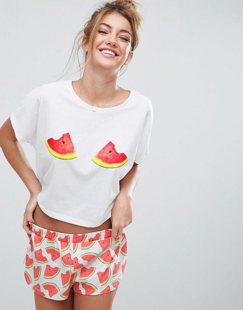 Pijama Con Camiseta Y Pantalón Corto Con Sandía De Asos