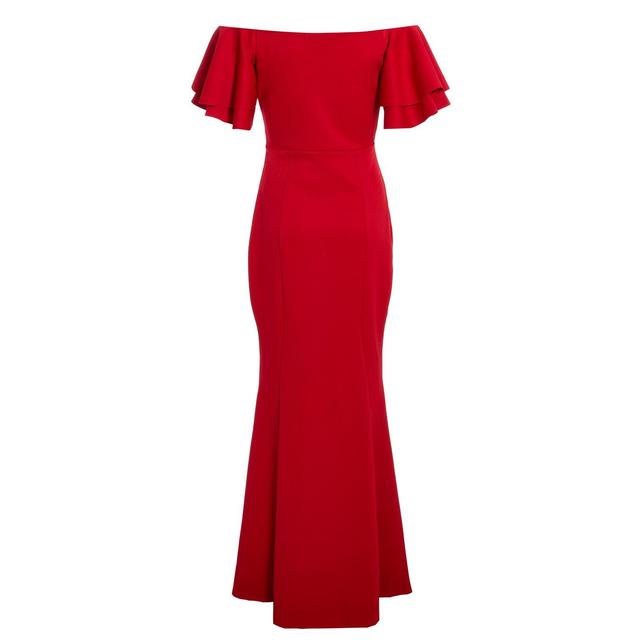 quiz red frill dress