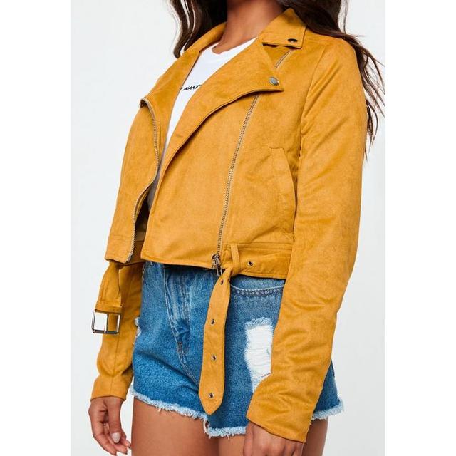 mustard suede biker jacket