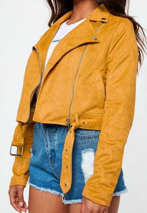 yellow faux suede jacket