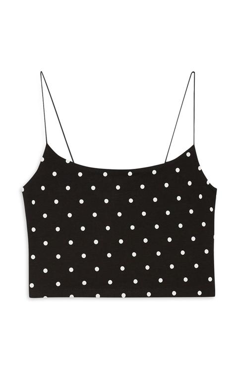 Black Polka Dot Crop Top