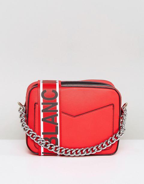 Asos Hero Boxy Chain Cross Body With Slogan Webbing Bag