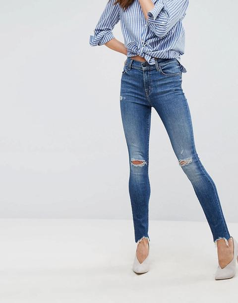J Brand - Maria - Jeans Skinny A Vita Alta Con Ginocchia E Fondo Strappati  - Blu from ASOS on 21 Buttons