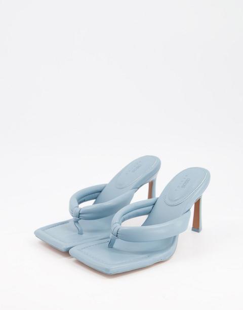 Asos Design - Haven - Sandales Matelassées À Talon Et À Entre-doigt - Bleu