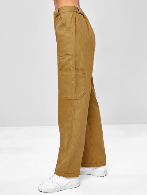 Pantaloni Casual Con Tasca Larga Orange Gold