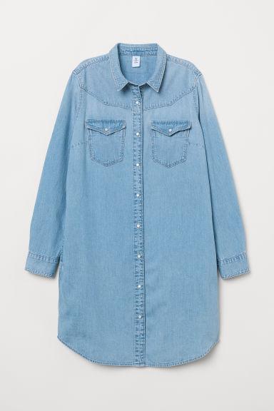 H & M - Vestido Camisero En Denim - Azul
