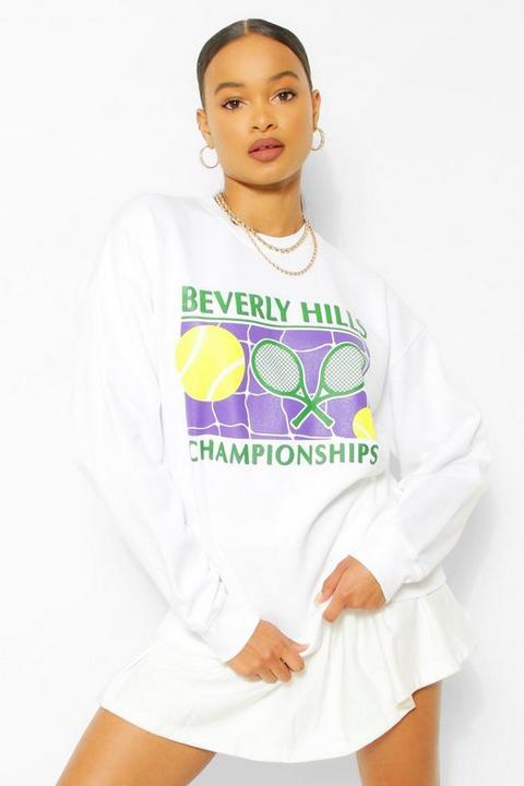 Womens Beverley Hills Tennis Sweatshirter - White - Xl, White