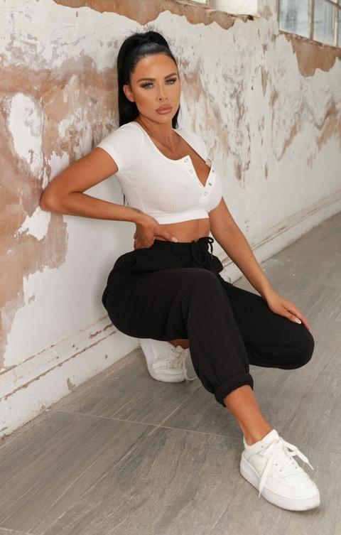 Black Cuffed Joggers - Lizzie