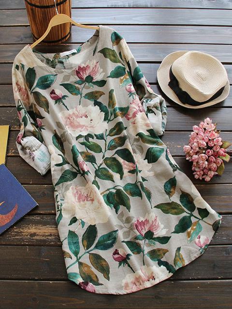 Vestido Suelto De Flores
