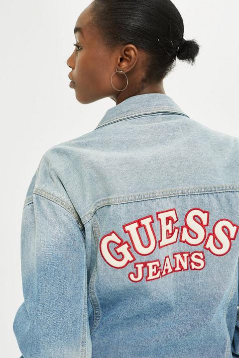 huurder Universiteit Keizer Oversized Denim Logo Jacket By Guess Jeans from Topshop on 21 Buttons