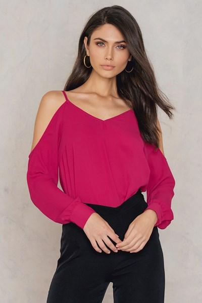 Na-kd Cold Shoulder Top - Pink