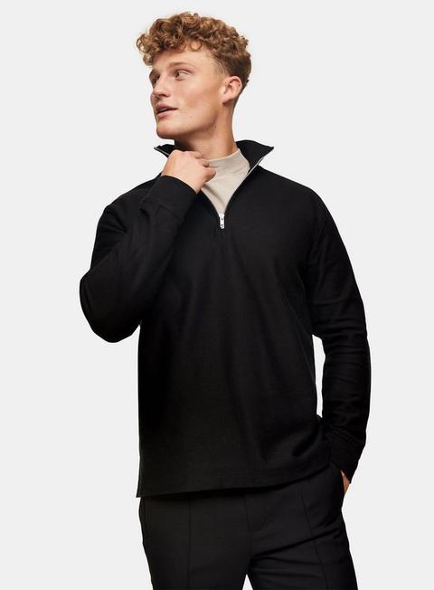 Black Twill 1/4 Zip Sweatshirt
