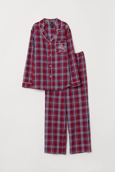 H & M - Pyjama Shirt And Bottoms - Red