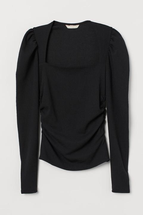 Top Con Mangas Abullonadas - Negro