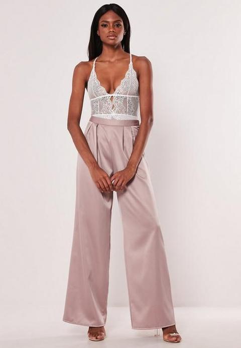 Pink Pleated Wide Leg Trousers, Pink