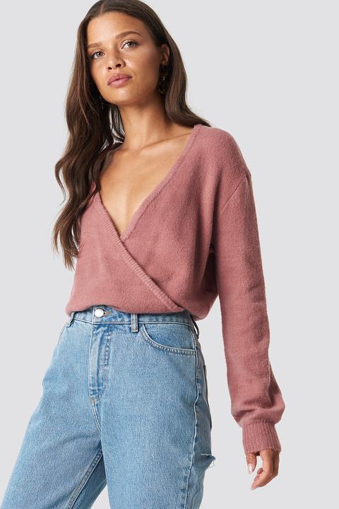 Na-kd Trend Overlap Knitted Sweater - Pink