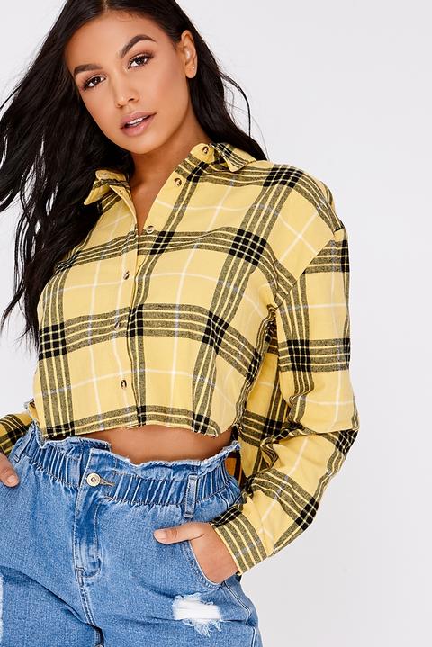 Yellow Shirts - Sarah Ashcroft Yellow Cropped Checked Shirt