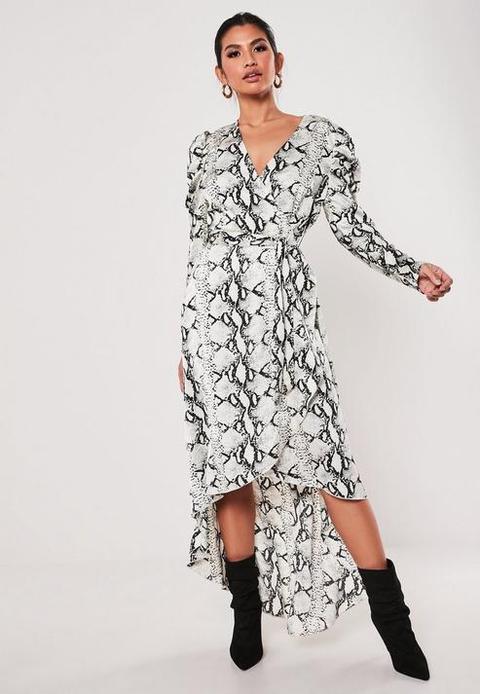 grey snake print midi dress
