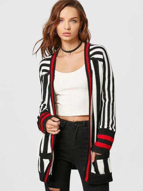 Cardigan A Righe Con Tasche Stripe