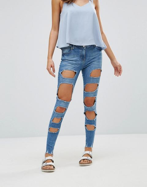 Parisian - Jeans Skinny Molto Strappati - Blu