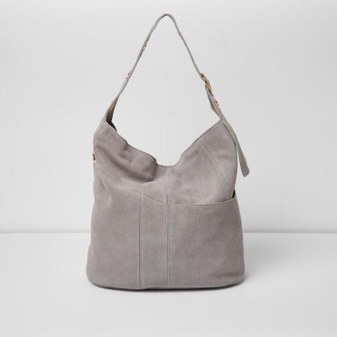 grey suede slouch bag