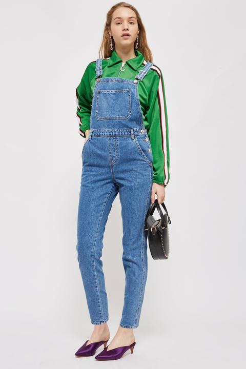 Womens Petite Slim Leg Dungarees - Mid Stone, Mid Stone