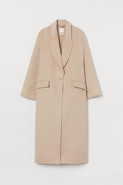 Oversized Wool-blend Coat - Beige