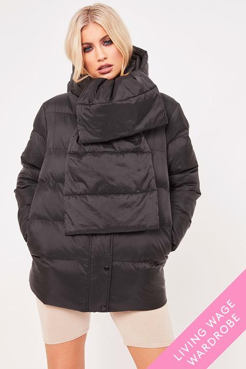 Destiny Black Puffer Scarf Jacket