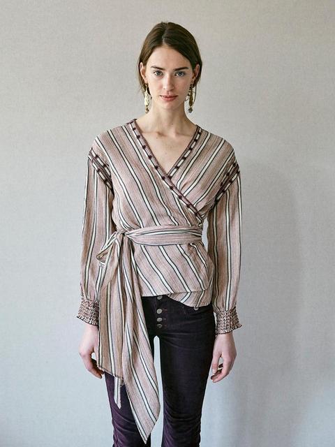 Camisa Envolvente Puños Nido De Abeja Engomados